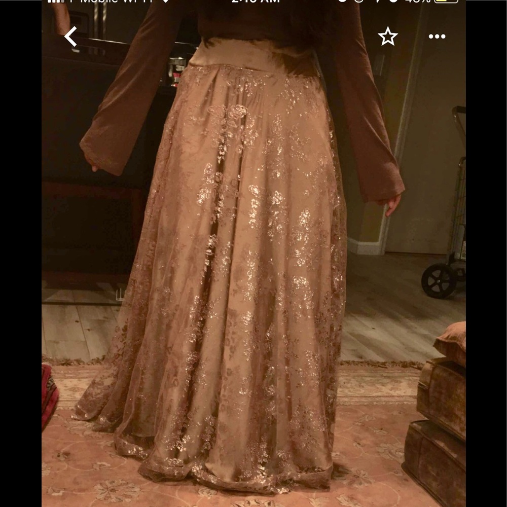 Maxi Prom Lengha Skirt Tulle Gold Glitter